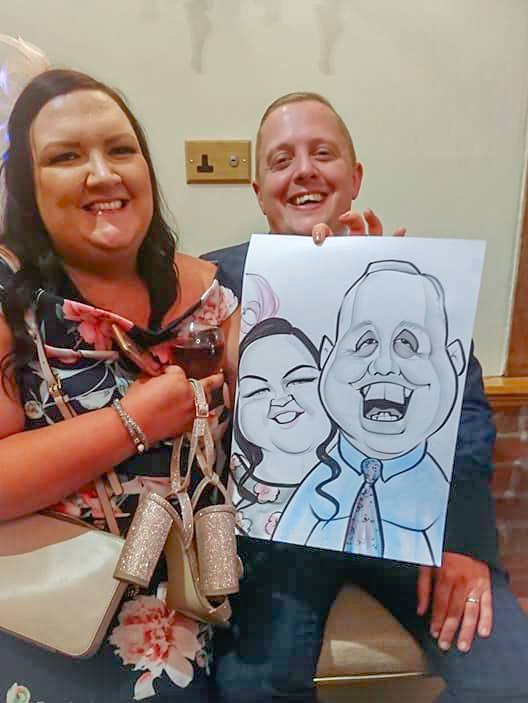 Caricature of happy couple