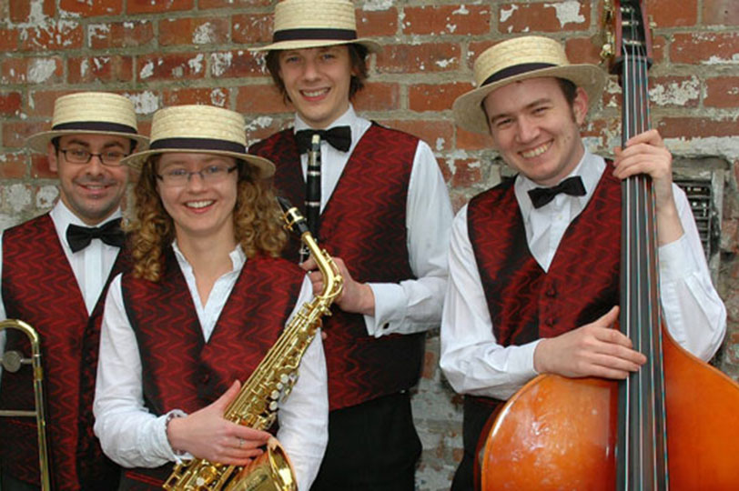 Dixieland Jazz band standing together